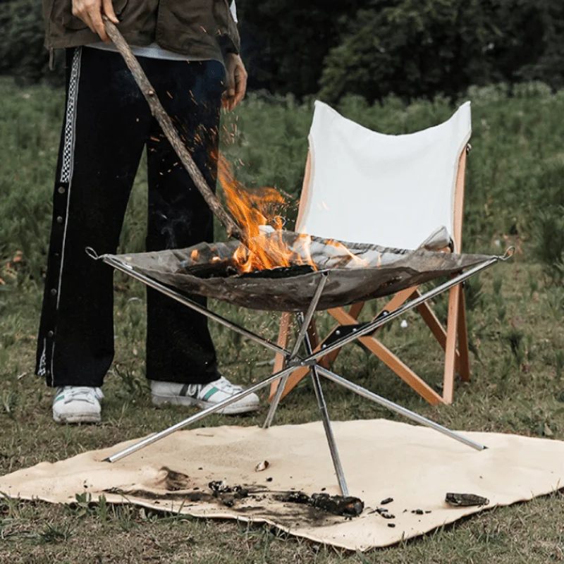 Outdoor Camping Fireplace - Taşınabilir katlanabilir çelik ızgaralı kamp ateş