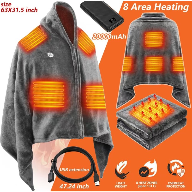 Outdoor Camping Heated Blanket - 2025 Yeni USB Isıtmalı Şal Battaniye,