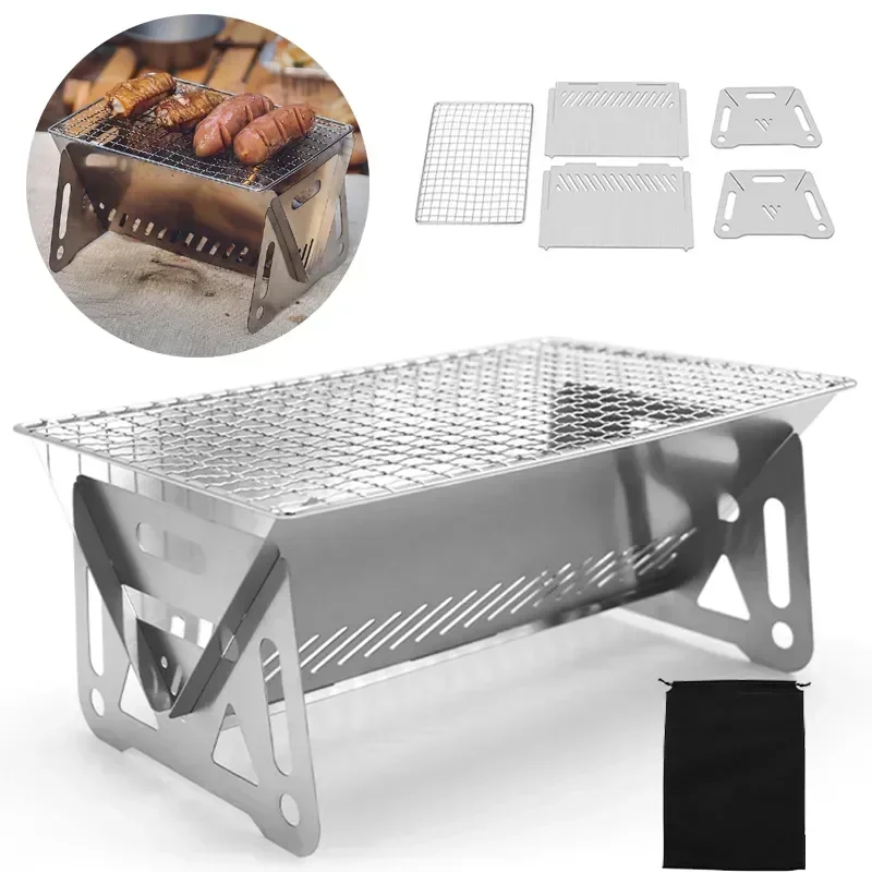 Outdoor Camping Fire Pit - Taşınabilir Katlanır Barbekü Izgarası Isıtma Sobaları