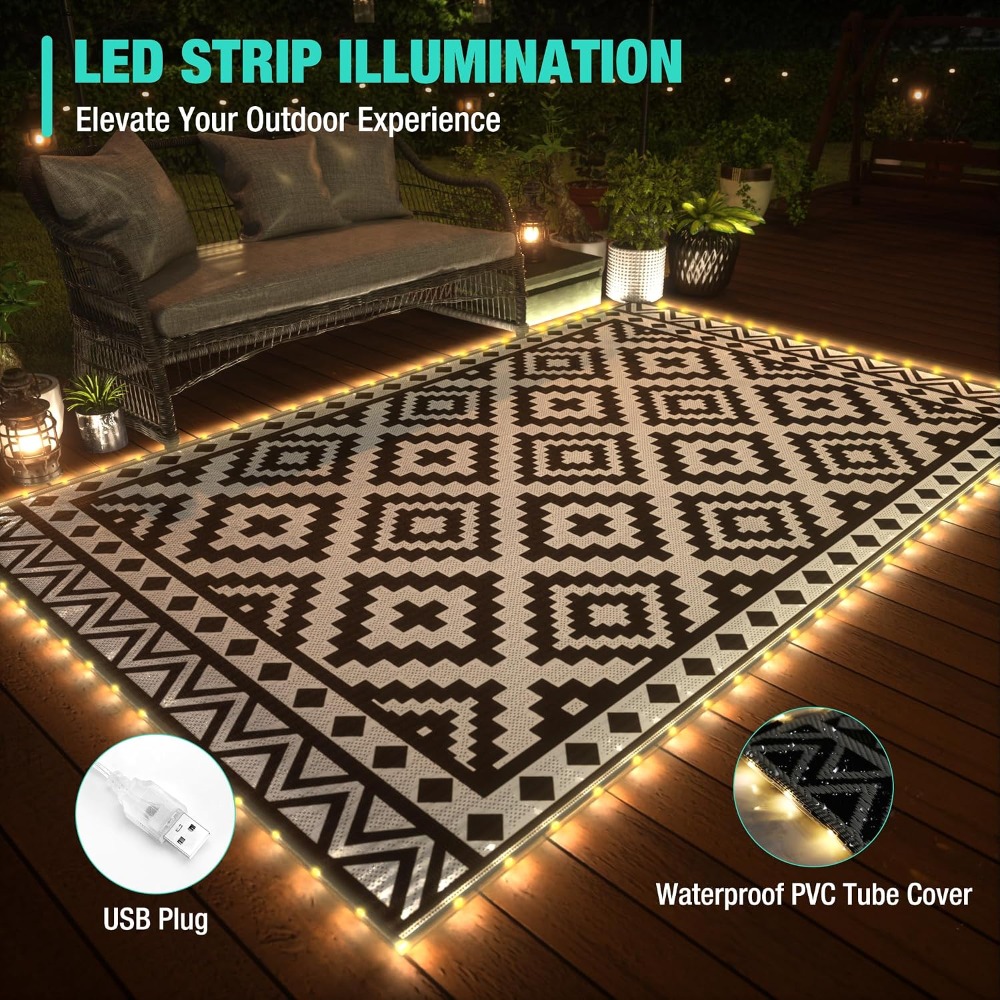 5' X 8' LED Şerit Işıklı Dış M - Outdoor Camping Rug With Led Lights incelemesi ve fiyatı