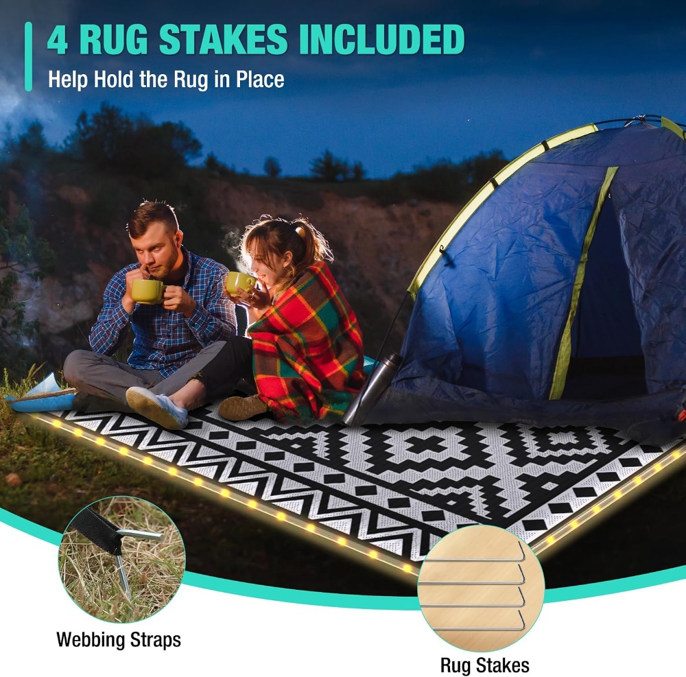 5' X 8' LED Şerit Işıklı Dış M - Outdoor Camping Rug With Led Lights incelemesi ve fiyatı