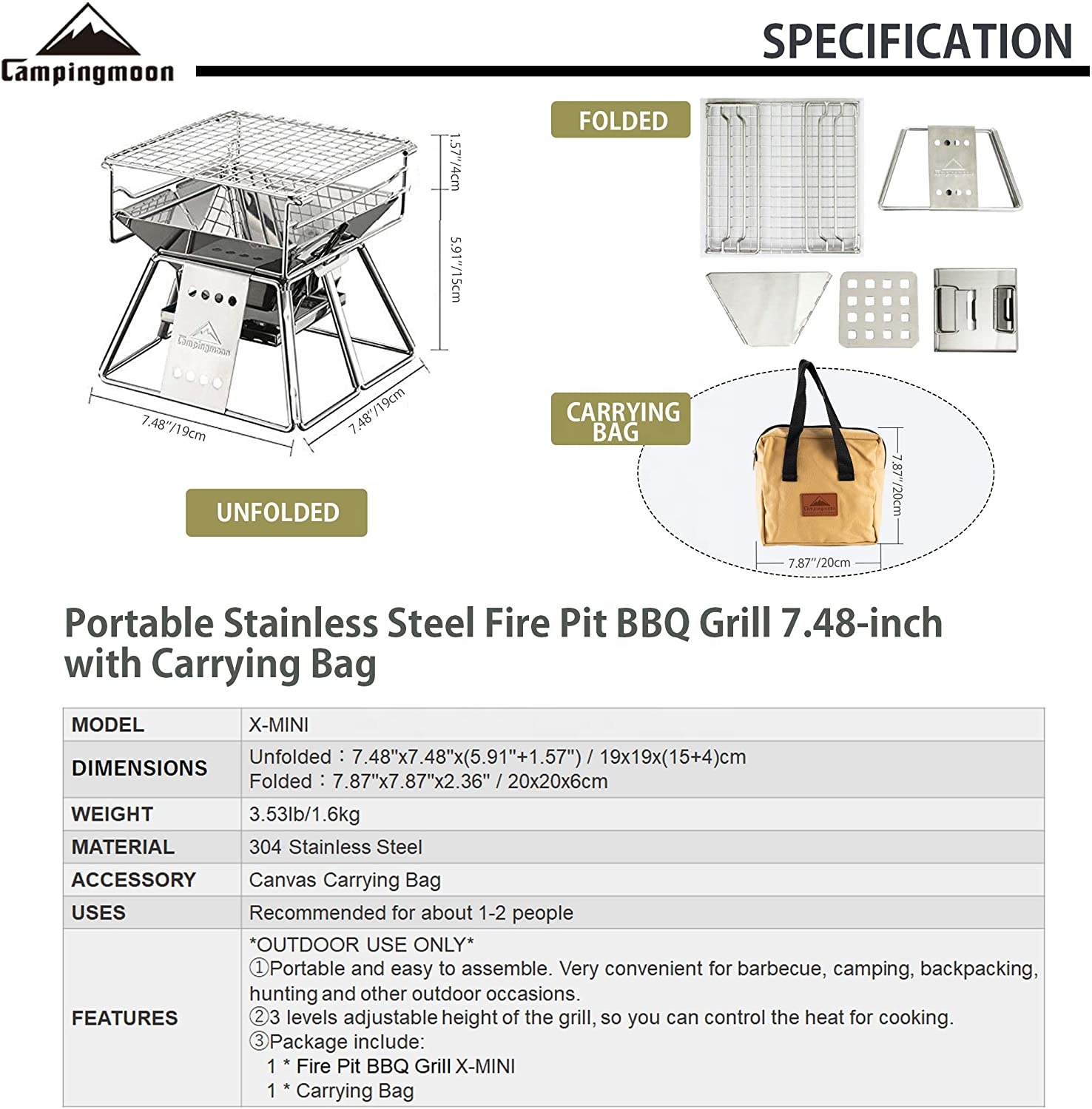 Campingmoon açık kamp barbekü  - Outdoor Camping Fire Pit incelemesi ve fiyatı