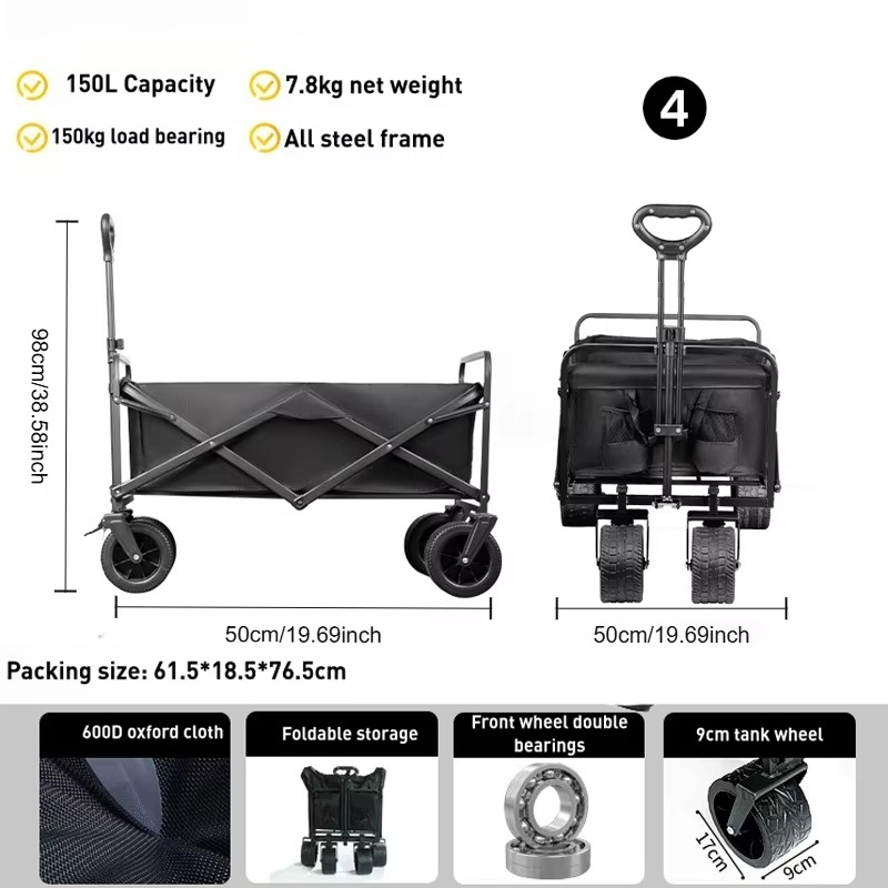 Hafif 150L Taşınabilir Çelik K - Outdoor Camping Vehicle Wagon incelemesi ve fiyatı